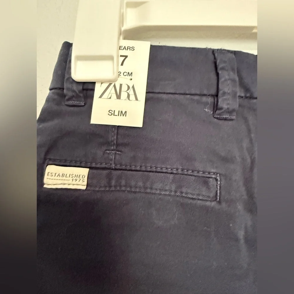 Zara Kids Navy Blue Garment Dyed Slim Fit Chino Pants Size 7 122cm